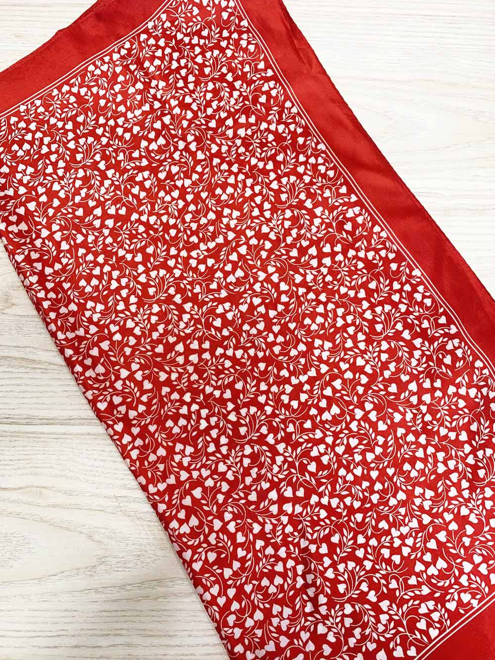 vintage mary anne poly satin heart square scarf