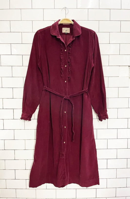 vintage 90s green river clothiers ruffled corduroy shirt dress - good market thrift store