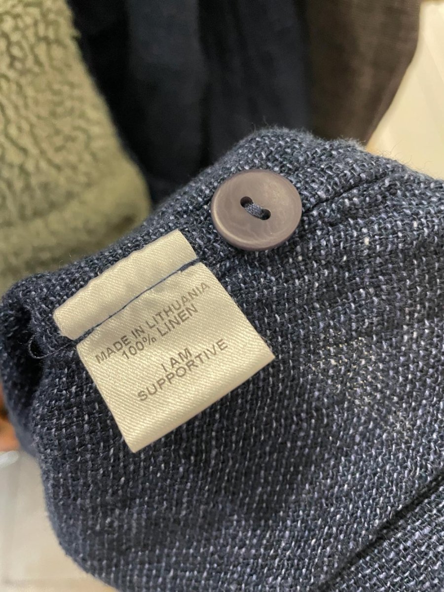 flax 100% linen textured full button midi dress / jacket - good market thrift store