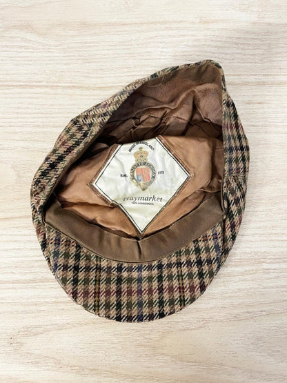 vintage haymarket 100% wool houndstooth flat cap | made in England - good market thrift store