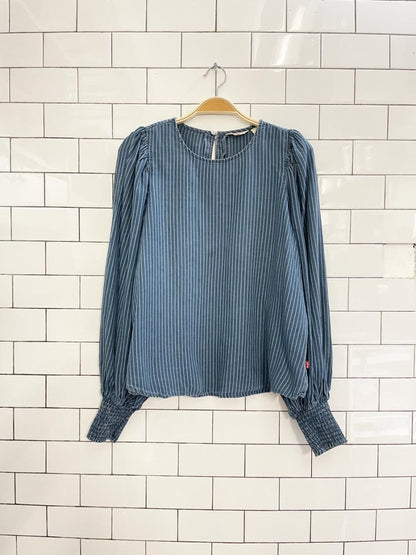 levis balloon sleeve denim conductors blouse - good market thrift store