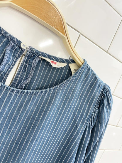 levis balloon sleeve denim conductors blouse - good market thrift store