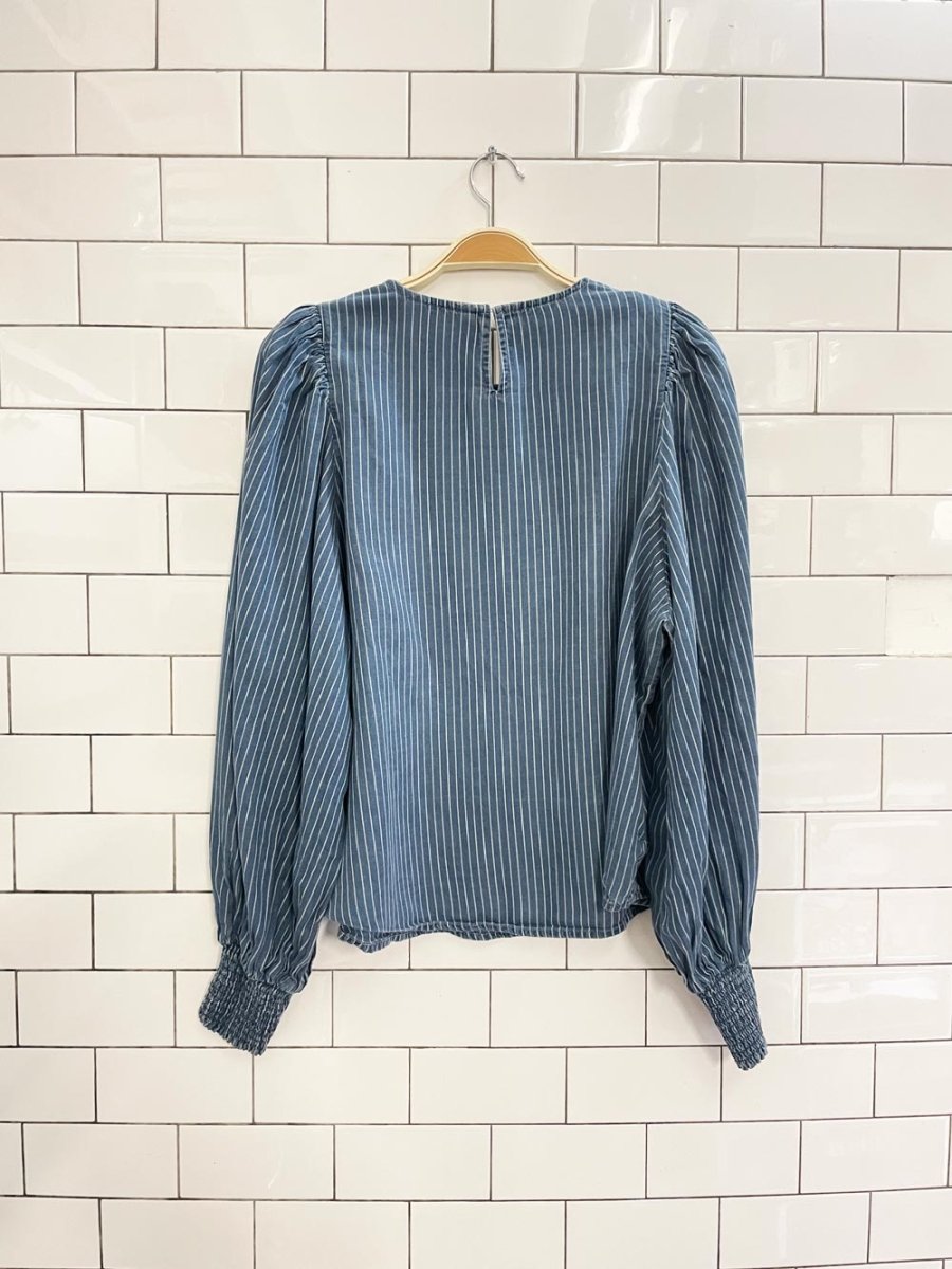 levis balloon sleeve denim conductors blouse - good market thrift store