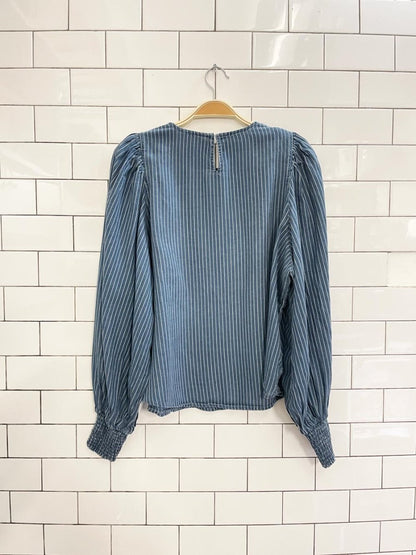 levis balloon sleeve denim conductors blouse - good market thrift store