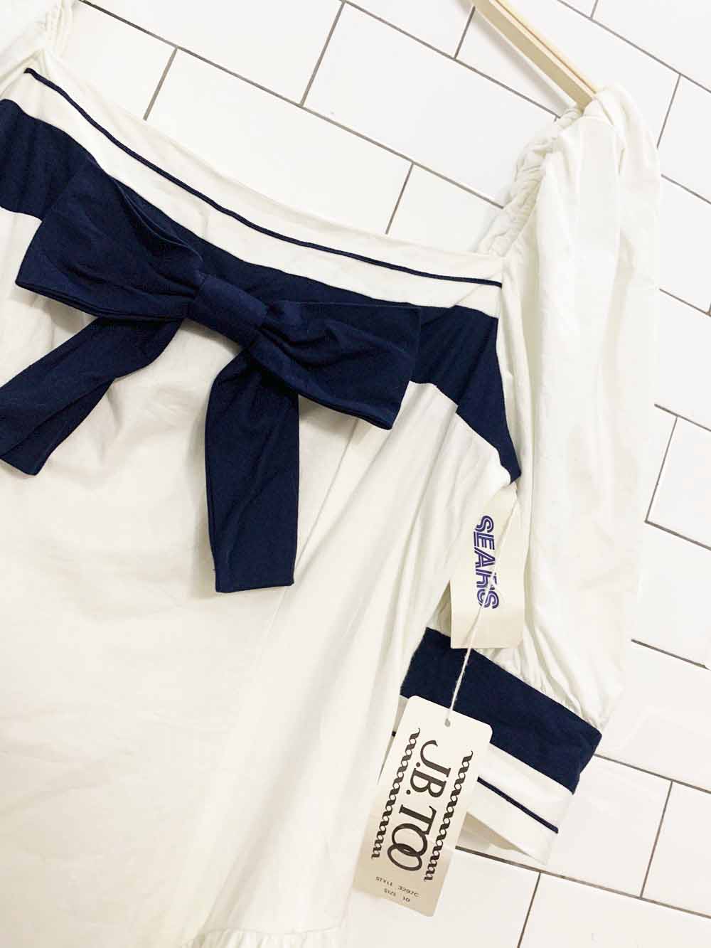 nwt vintage 90s jb too sailor bow nautical basque waist midi dress | sears