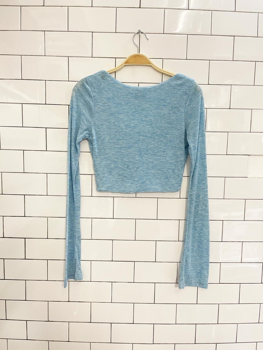 tiger mist v - neck long sleeve crop top - good market thrift store