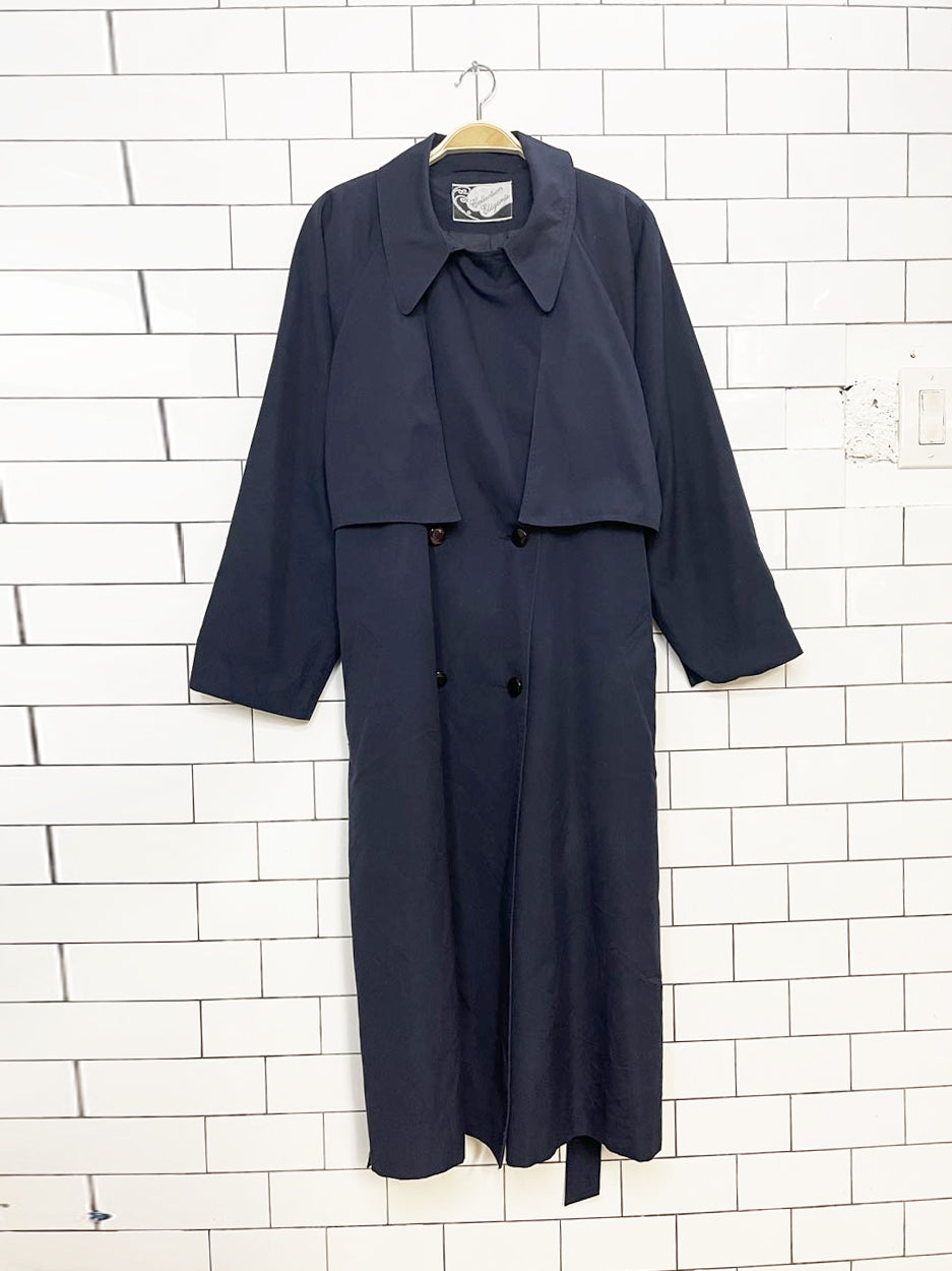 vintage collection elegante pleated cape-back double breasted trench coat
