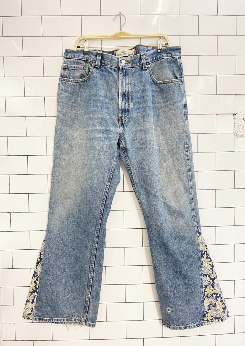 vintage 00s levi's 505 regular fit rework flare leg jeans - good market thrift store