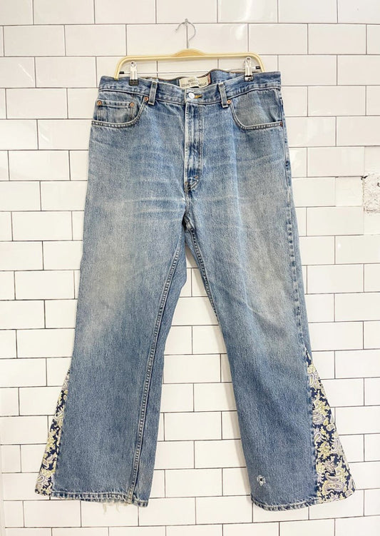 vintage 00s levi's 505 regular fit rework flare leg jeans - good market thrift store