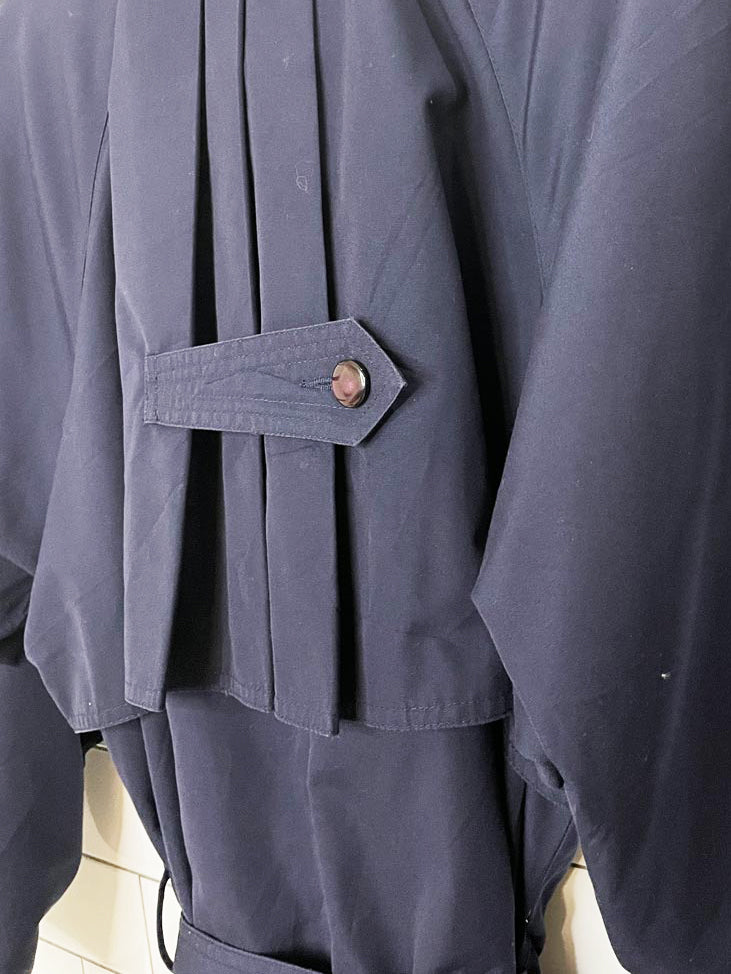 vintage collection elegante pleated cape-back double breasted trench coat