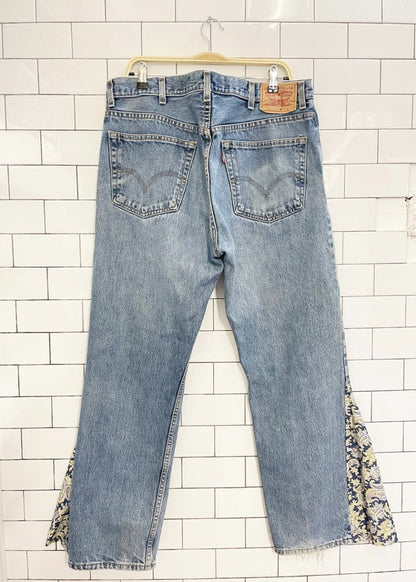 vintage 00s levi's 505 regular fit rework flare leg jeans - good market thrift store