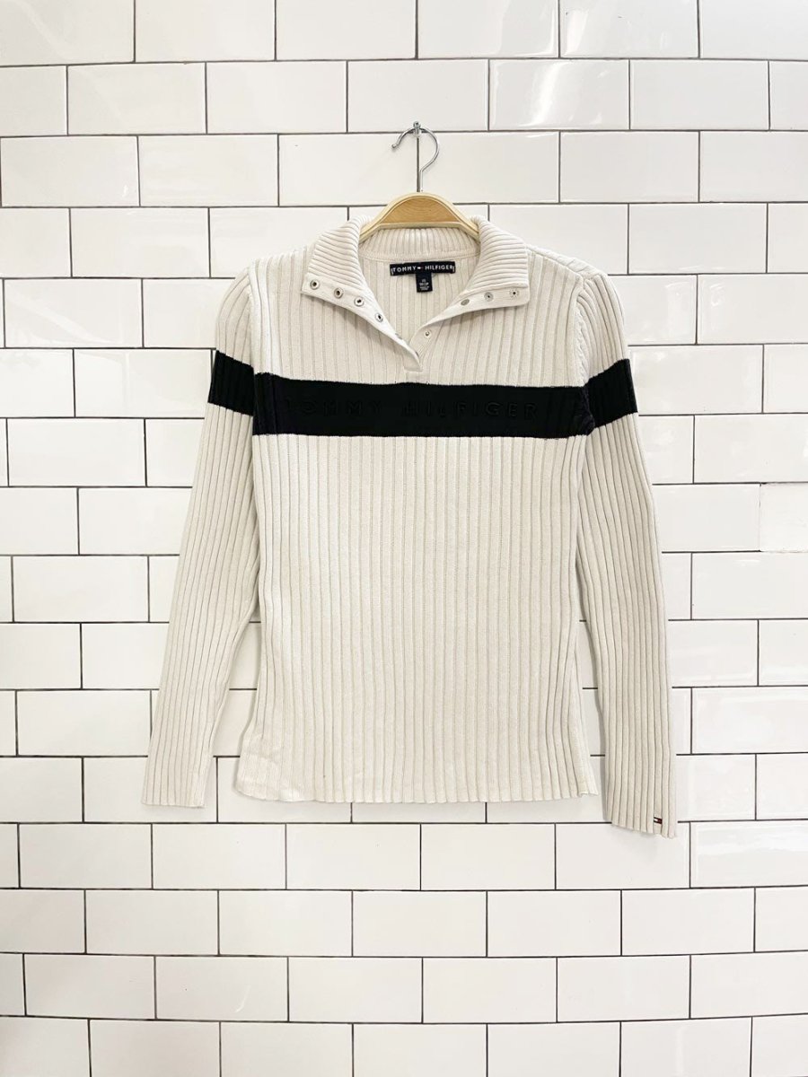 vintage 00s tommy hilfiger rib knit nameplate knit top - good market thrift store
