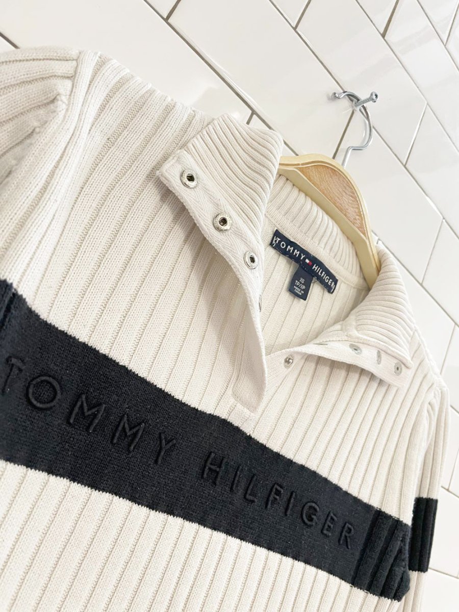 vintage 00s tommy hilfiger rib knit nameplate knit top - good market thrift store