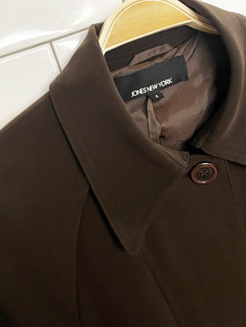 vintage jones new york belted cape back drapey trench coat