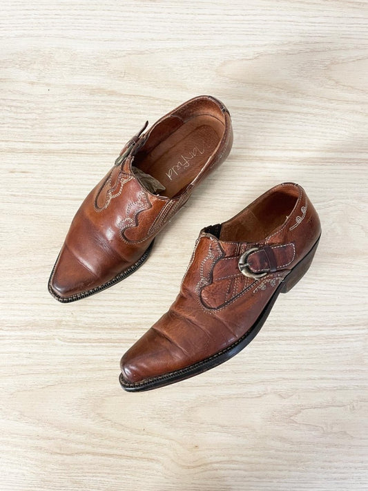 vintage 90s manfield western leather ankle boot - good market thrift store