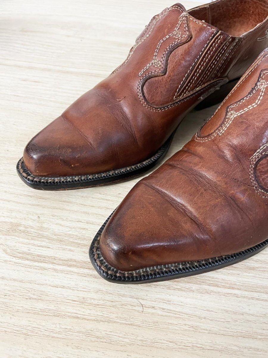 vintage 90s manfield western leather ankle boot - good market thrift store