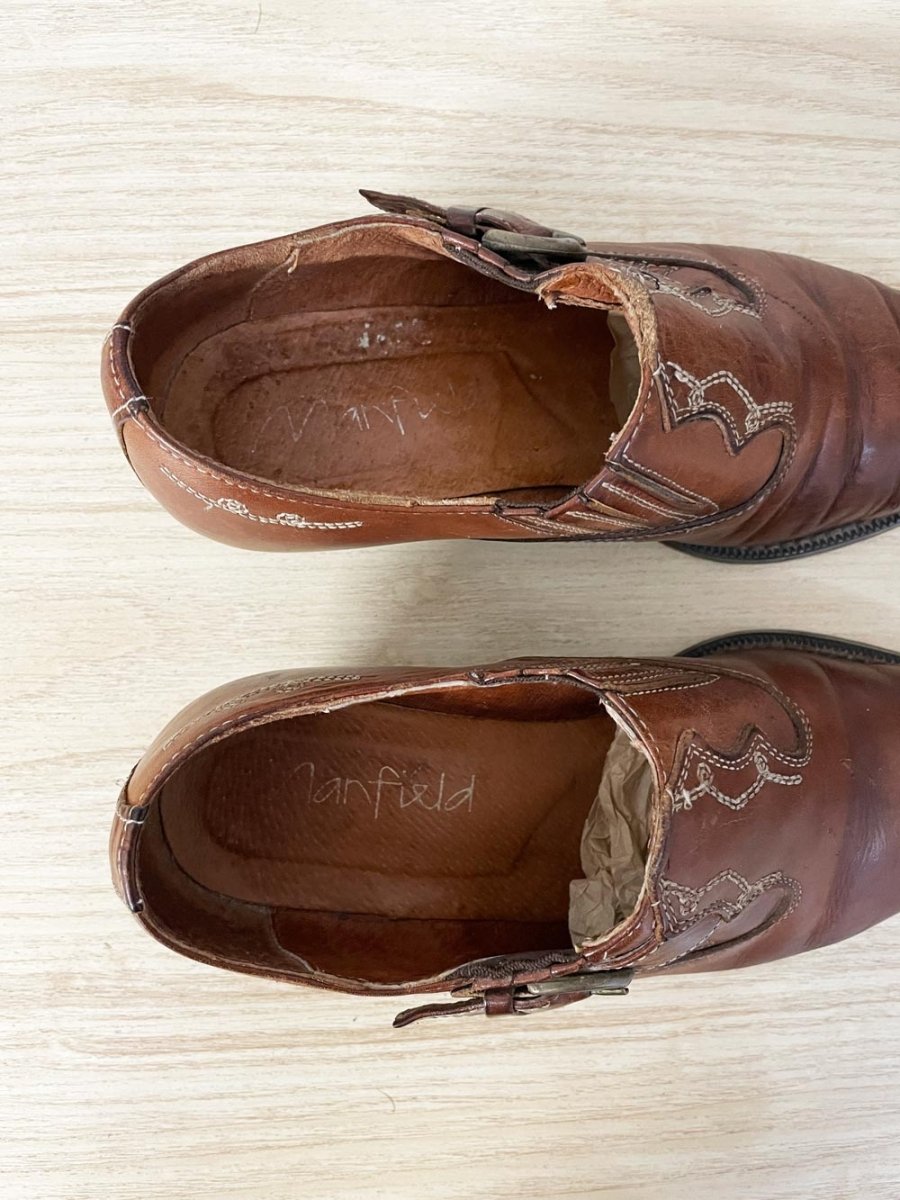 vintage 90s manfield western leather ankle boot - good market thrift store