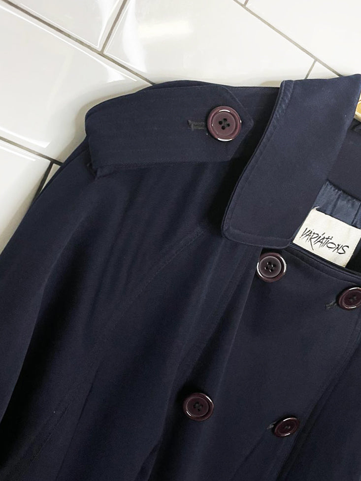 vintage variations 100% wool classic belted cape-back trench coat