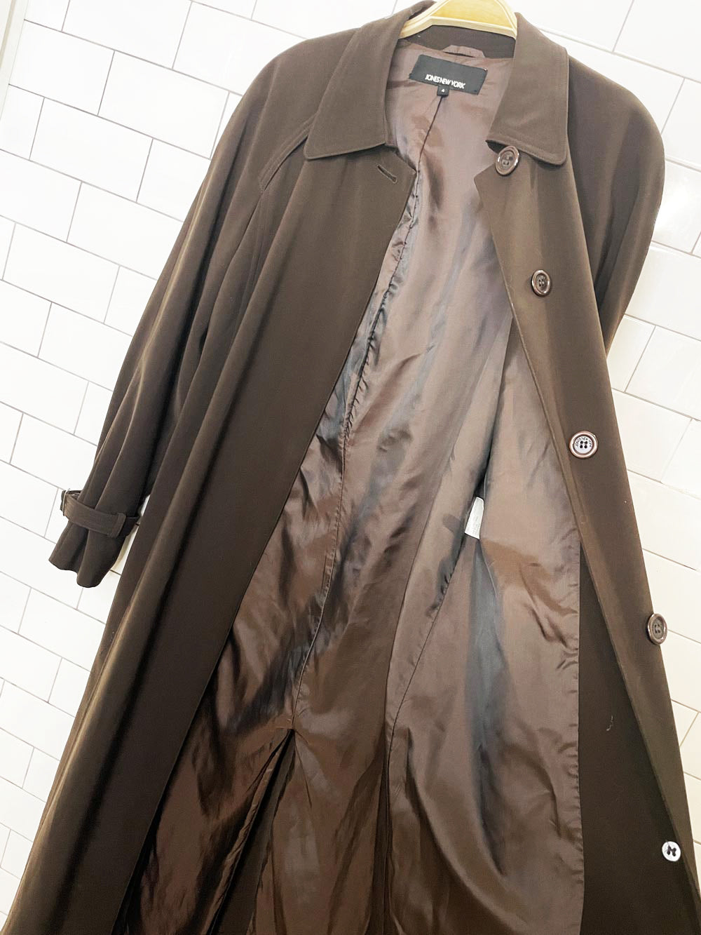 vintage jones new york belted cape back drapey trench coat