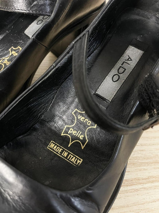 vintage 90s aldo leather square toe mary jane heels | made in Italy - good market thrift store