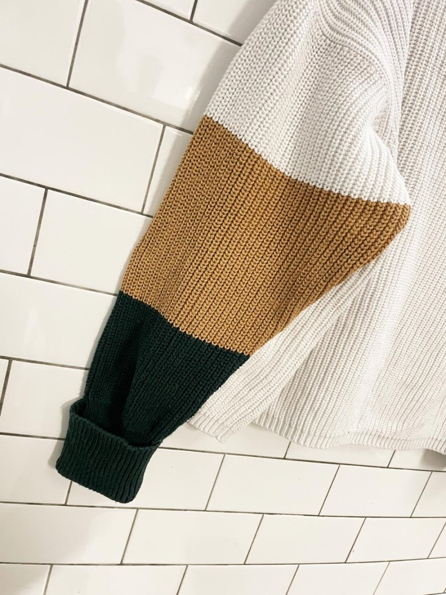 french connection colour block boxy cotton sweater - good market thrift store