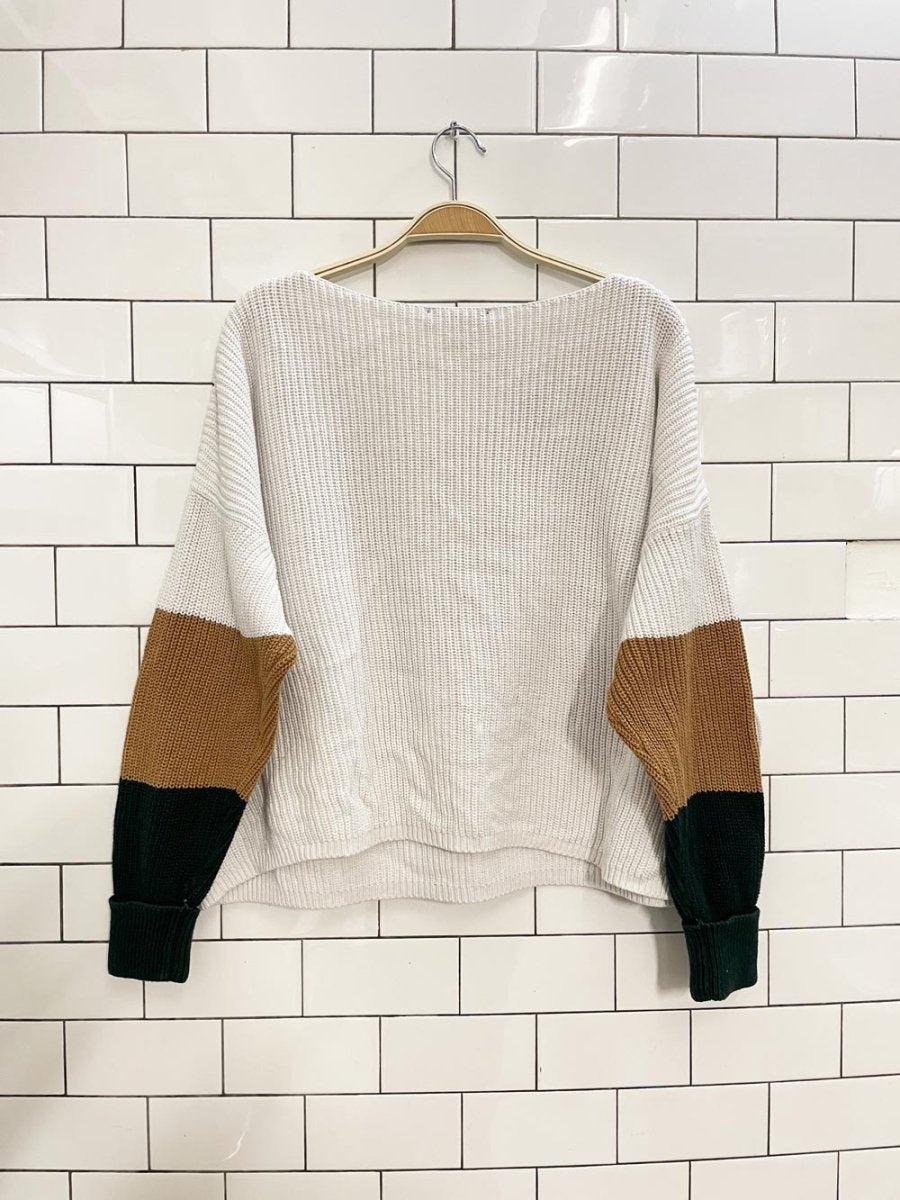 french connection colour block boxy cotton sweater - good market thrift store