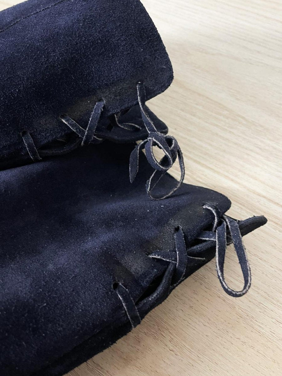 vintage 80s pertti palmroth lace up detail suede leather heeled boots | finland - good market thrift store