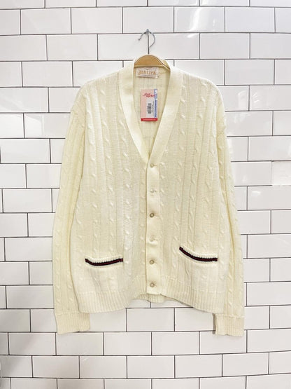 vintage 80s jantzen preppy cable knit cardigan - good market thrift store
