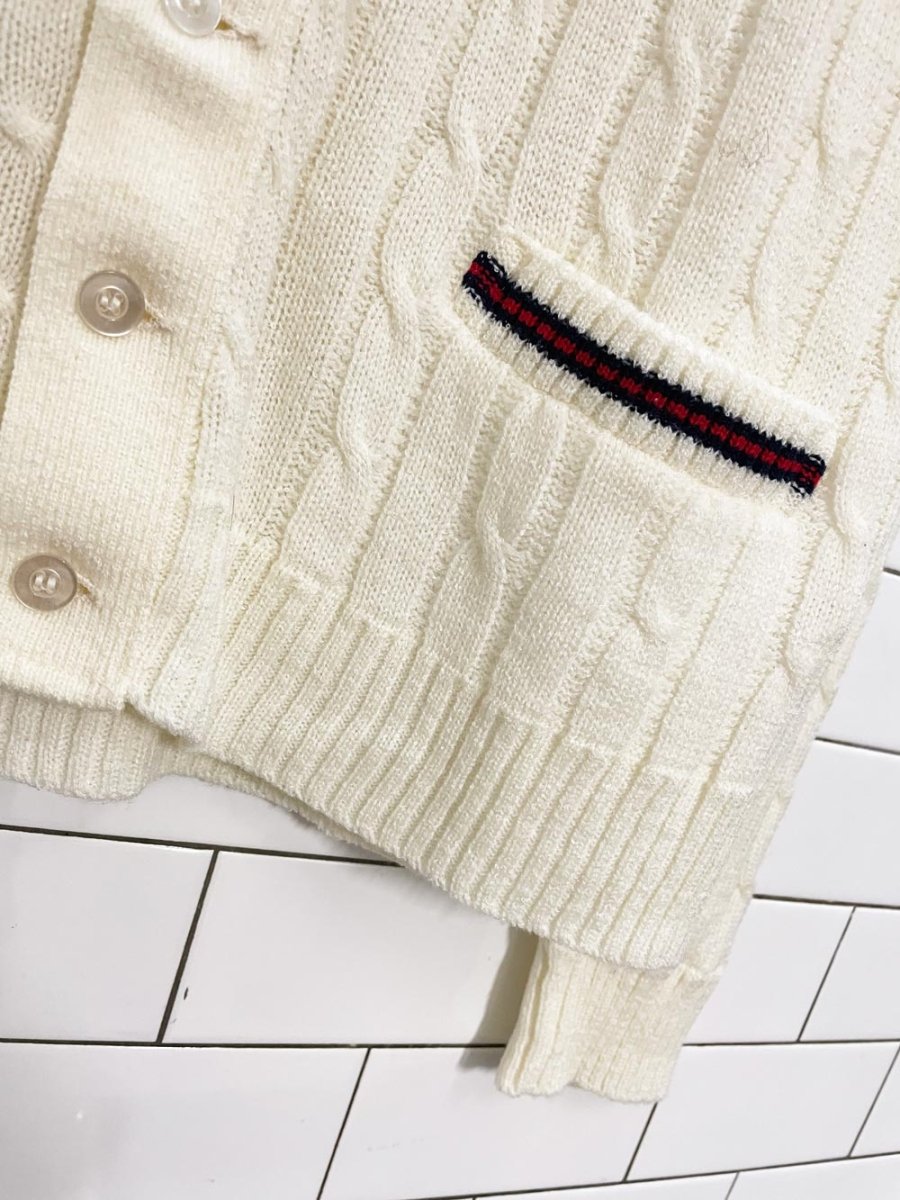 vintage 80s jantzen preppy cable knit cardigan - good market thrift store