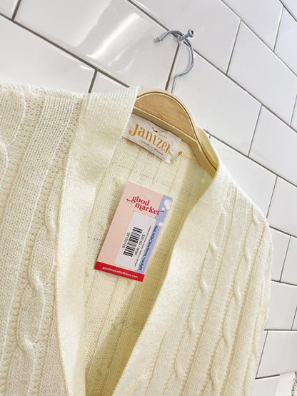 vintage 80s jantzen preppy cable knit cardigan - good market thrift store