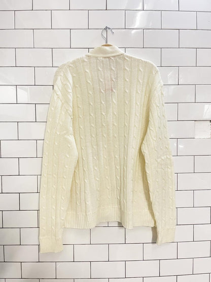 vintage 80s jantzen preppy cable knit cardigan - good market thrift store