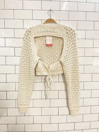 zara crochet knit open back crop sweater - good market thrift store
