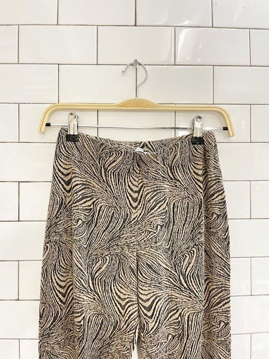 zara retro oscuro knit marble swirl flare leg pants - good market thrift store