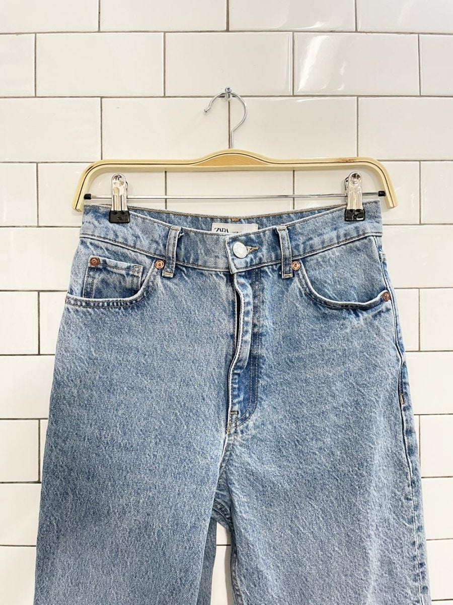 zara high rise wide leg raw hem jeans - good market thrift store