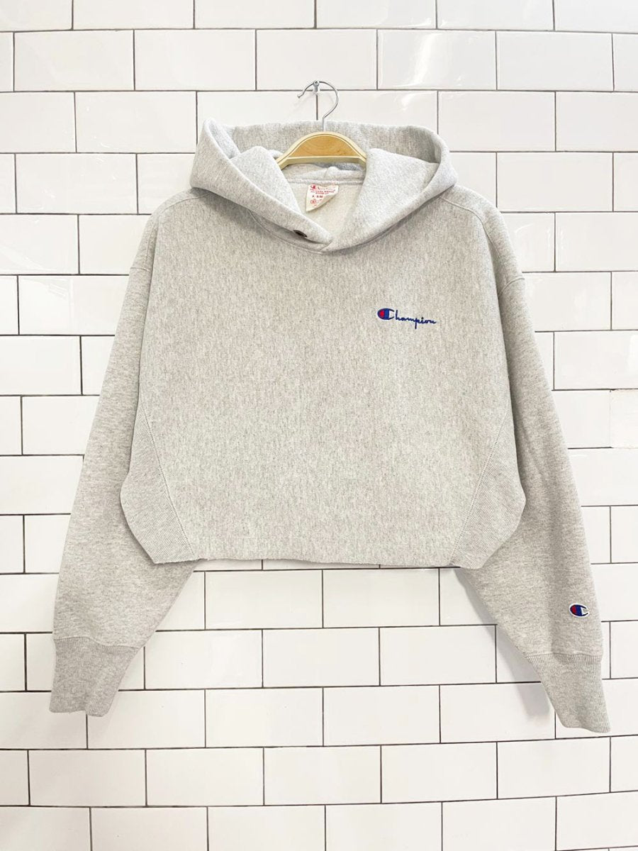 madewell x champion reverse weave boxy crop hoodie - good market thrift store