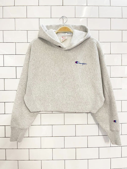 madewell x champion reverse weave boxy crop hoodie - good market thrift store