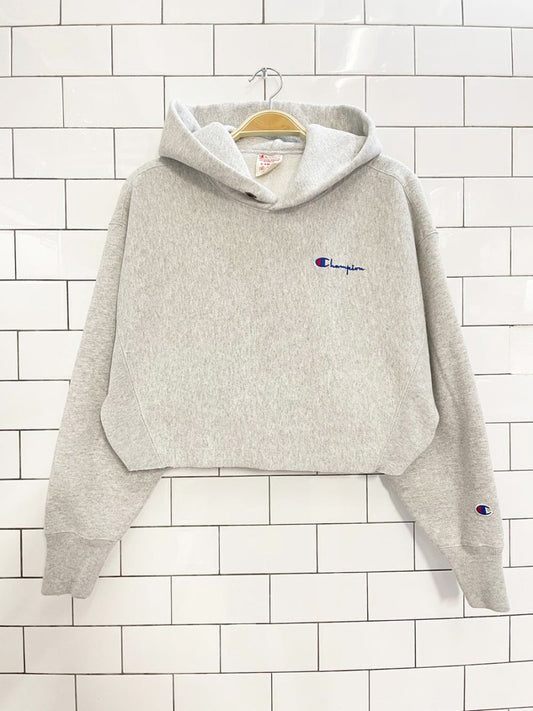 madewell x champion reverse weave boxy crop hoodie - good market thrift store