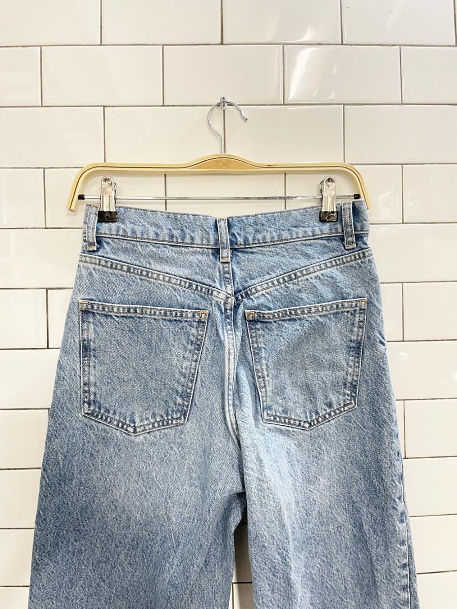 zara high rise wide leg raw hem jeans - good market thrift store