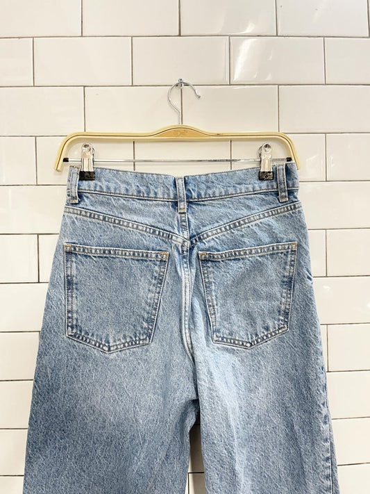 zara high rise wide leg raw hem jeans - good market thrift store