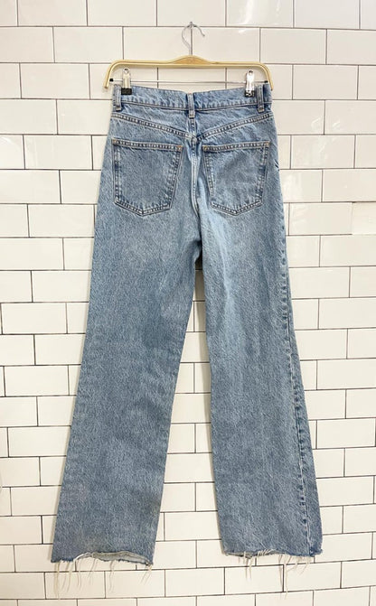 zara high rise wide leg raw hem jeans - good market thrift store