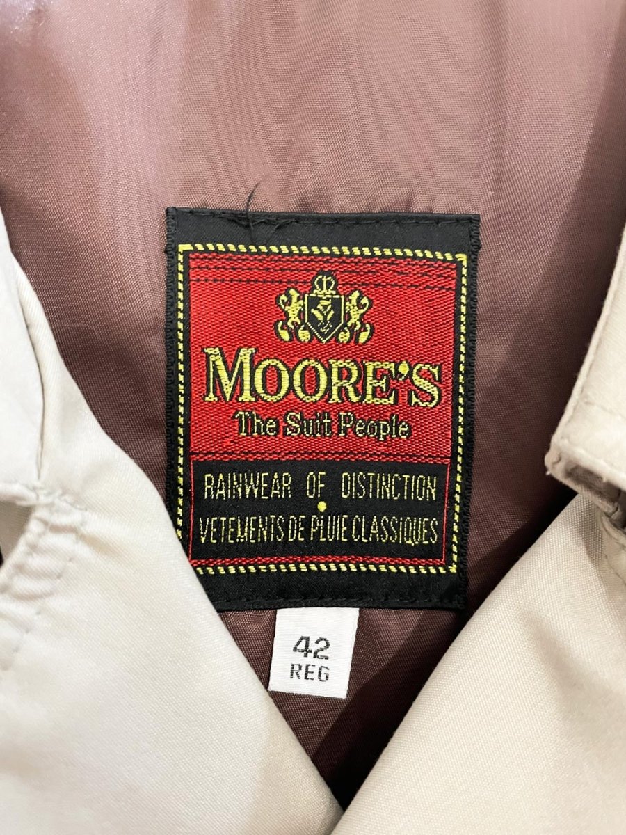 vintage 80s moores tartan - lined double breasted classic trench coat - good market thrift store