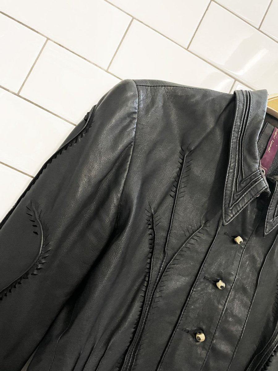 vintage 00s new label boho butter leather shirt jacket | anthropologie - good market thrift store