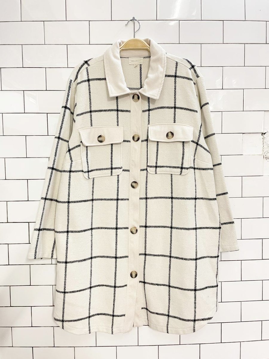 melloday windowpane plaid long shirt jacket - good market thrift store