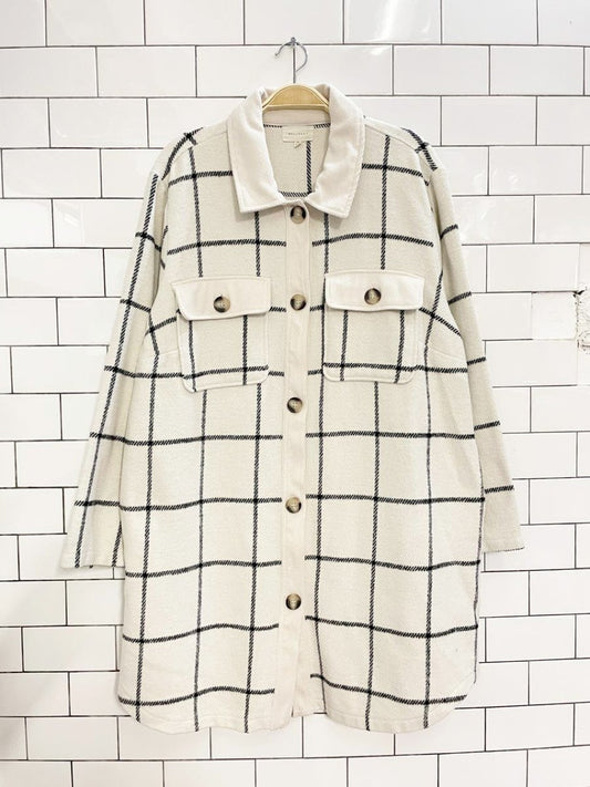 melloday windowpane plaid long shirt jacket - good market thrift store