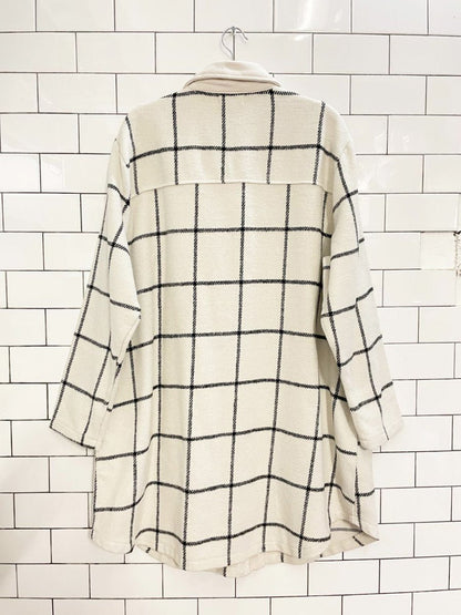 melloday windowpane plaid long shirt jacket - good market thrift store