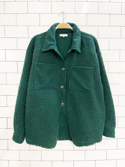 no comment sherpa fleece shirt jacket - good market thrift store