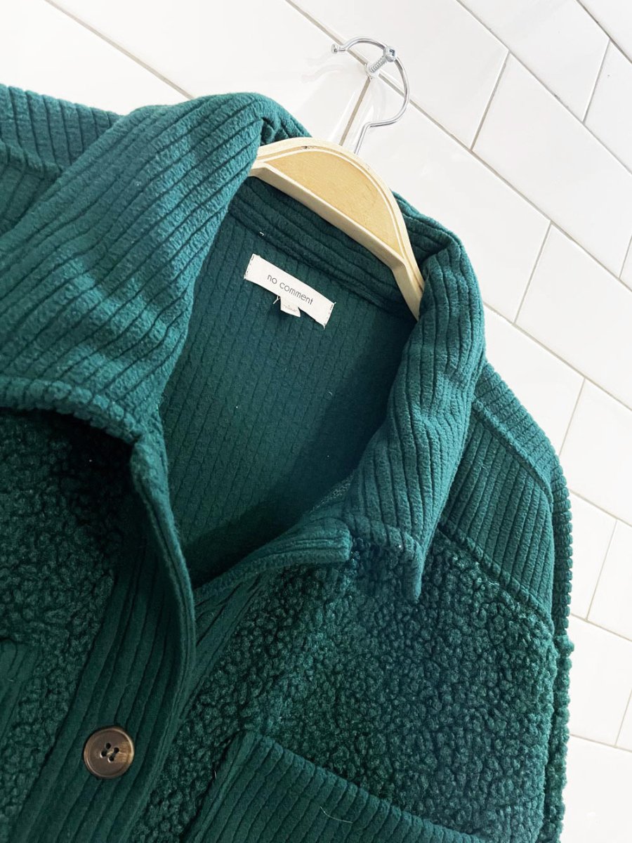 no comment sherpa fleece shirt jacket - good market thrift store