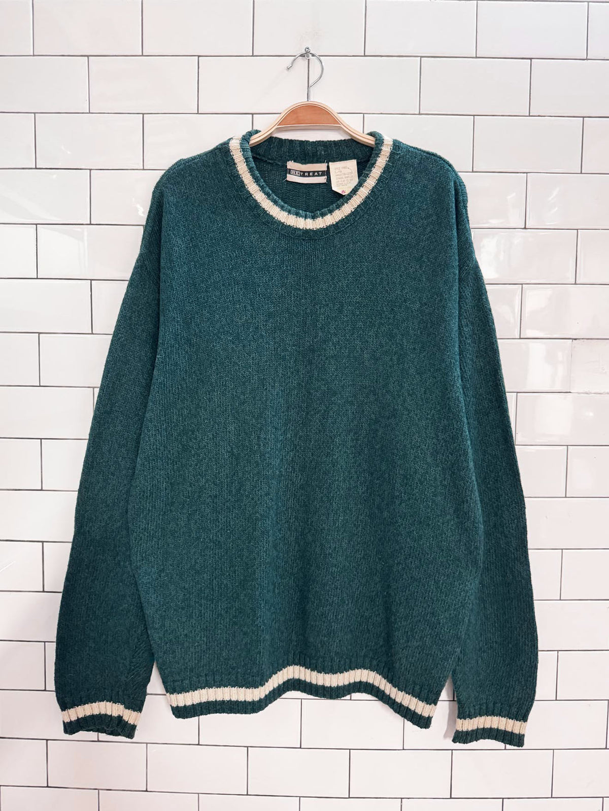 vintage 90s retreat wool-blend knit ringer sweater