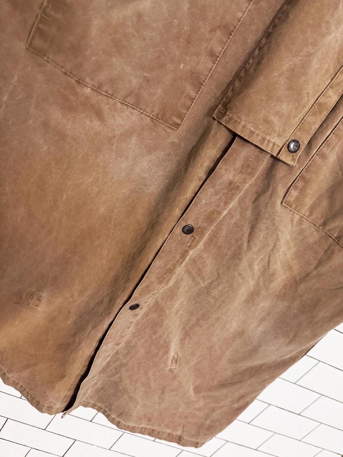 kakadu traders leather collar canvas long rider cinch waist trench coat