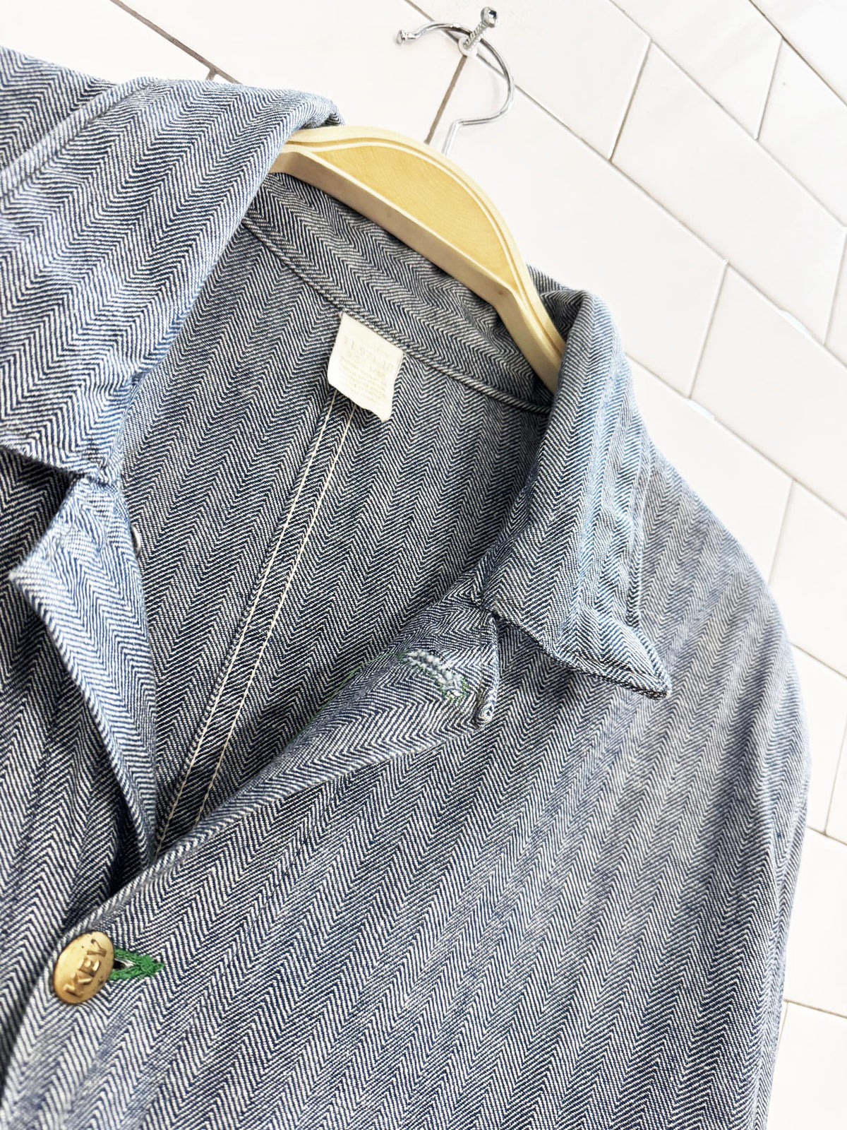vintage 70s key imperial herringbone denim coveralls boilersuit | falcon zipper